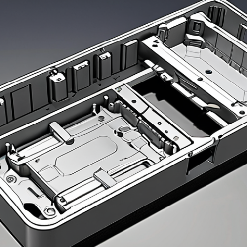 ** "Detailed technical drawing of an injection mold for a smartphone case, showing cooling channels, gate locations, and ejection system. CAD software rendering, precise dimensions, isometric view."

**